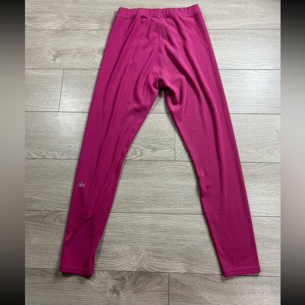 ALO Yoga Ribbed Pink Leggings - Picture 3 of 9